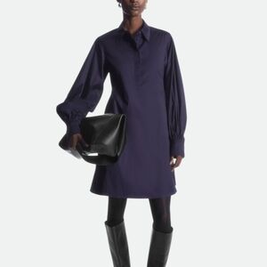 COS Gathered Sleeve Mini Shirt Dress Purple Size 2
